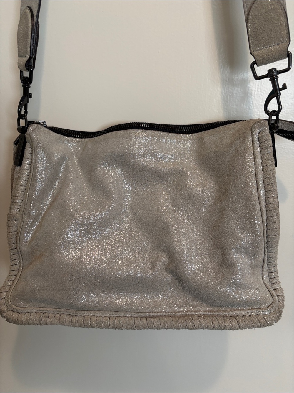 Aimee Kestenberg Metallic Silver Crossbody Bag
